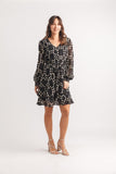 Papillon Dot Print Dress Black