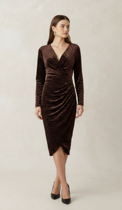 Angeleye Snowfall Dress Brown Leopard